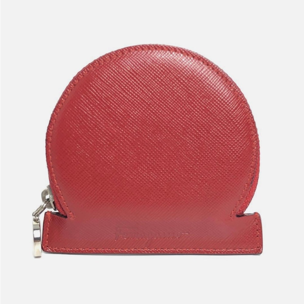 FERRAGAMO coin case, Gancini leather, red Authentic